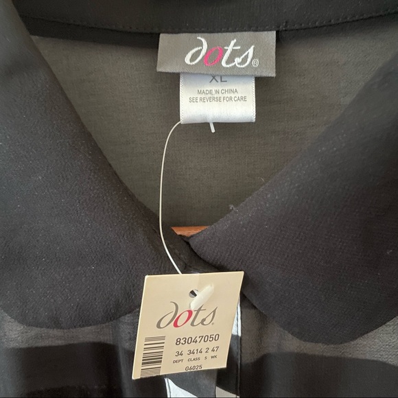 Dots Sheer Striped Front Tie Top - Picture 8 of 9